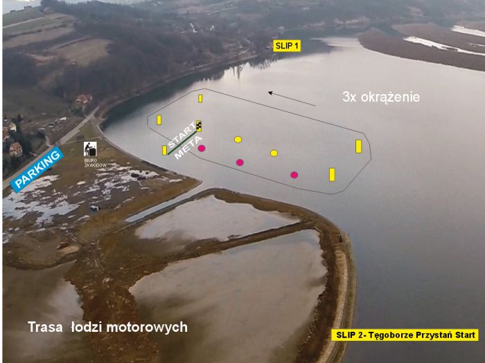 Plan trasy wyścigów dla łodzi motorowych